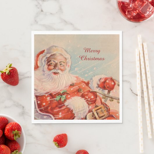 サンタのスライドライド スタンダードランチョンナプキン (インサイチュ)