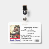 サンタのスライド特別許可バッジ（子供用） バッジ (正面 （クリップ付）)