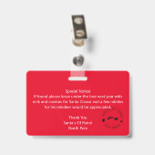 サンタのスライド特別許可バッジ（子供用） バッジ (裏面 （クリップ付）)