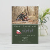 サンタのスリーのクリスマスフォト |緑 シーズンカード (スタンド正面)