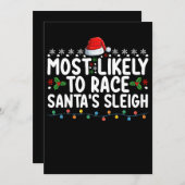サンタのスリーのクリスマスホリドでレースをする可能性が最も高い 招待状 (正面/裏面)