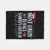 サンタのスリー家族のクリスマスパージを競う可能性が高い フリースブランケット (正面(横))