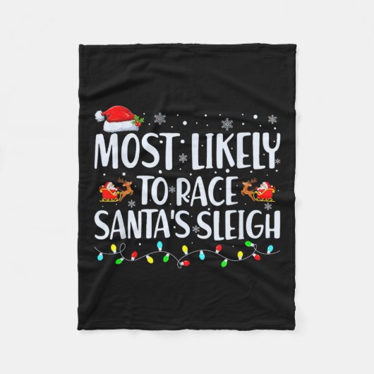 サンタのスリー家族のクリスマスパージを競う可能性が高い フリースブランケット (正面)