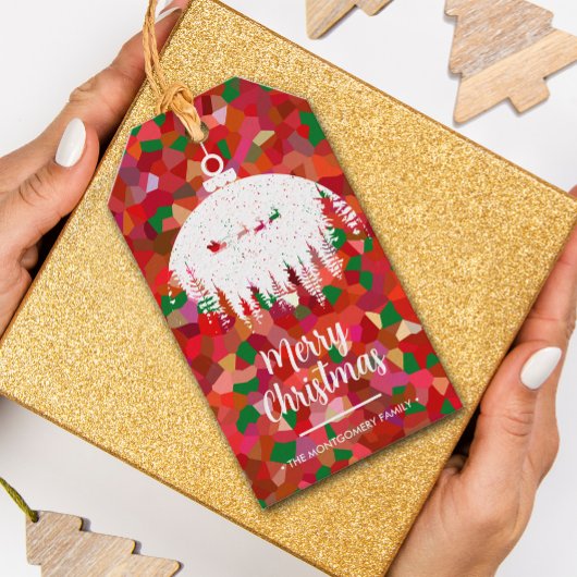 サンタのスレイジクリスマスオーナメント ギフトタグ