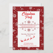 サンタのスレイ＆スノーフレークのクリスマスパーティー 招待状 (正面)