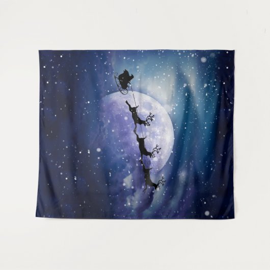 サンタのスレイ | ファンタジーギャラクシー クリスマスナイトスカイ タペストリー (正面(横))