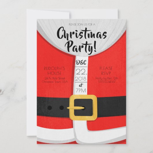 サンタのスーツのクリスマスの休日のパーティの招待 招待状 (正面)