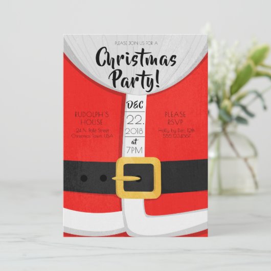 サンタのスーツのクリスマスの休日のパーティの招待 招待状 (スタンド正面)