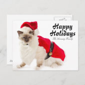 サンタのスーツのBirman猫 シーズンポストカード (正面/裏面)