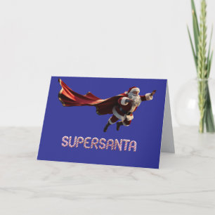 サンタのスーパーヒーロークリスマスカード カード