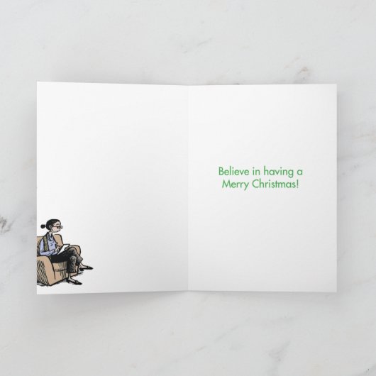 サンタのセラピーのクリスマスのおもしろいな挨拶状 シーズンカード (内部)