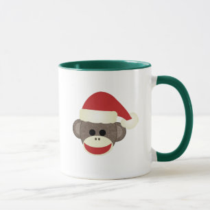 サンタのソックス猿のクリスマスのマグ マグカップ
