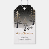 サンタのソリと木のシルエットパーソナライズされた ギフトタグ (正面)