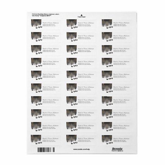 サンタのソリと木のシルエット ラベル (フルシート)