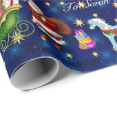 サンタのソリに引っ掛かったユニコーン追加の名前 ラッピングペーパー (ロールコーナー)