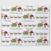 サンタのソリに引っ掛かったユニコーン追加の名前 ラッピングペーパー (フラット)