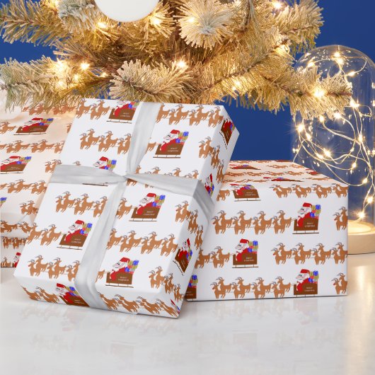 サンタのソリのクリスマス包装紙 ラッピングペーパー (クリスマス)
