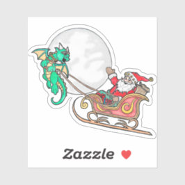 サンタのソリを引っ張るドラゴン シール