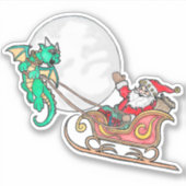 サンタのソリを引っ張るドラゴン シール (正面)