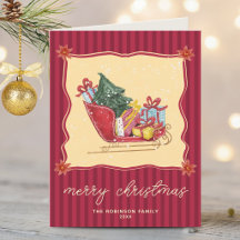 サンタのソリ ライド メリークリスマス 赤ストライプ ノンフォト