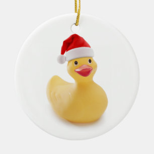 サンタのダッキーのクリスマスのオーナメント セラミックオーナメント