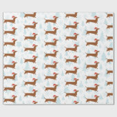 サンタのダックスフントのクリスマスのギフトの包装紙 ラッピングペーパー (フラット)