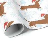 サンタのダックスフントのクリスマスのギフトの包装紙 ラッピングペーパー (ロールコーナー)