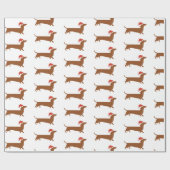 サンタのダックスフントのクリスマスのギフトの包装紙 ラッピングペーパー (フラット)