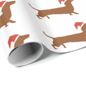 サンタのダックスフントのクリスマスのギフトの包装紙 ラッピングペーパー (ロールコーナー)