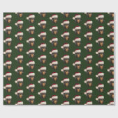 サンタのダックスフントのクリスマス ラッピングペーパー (フラット)