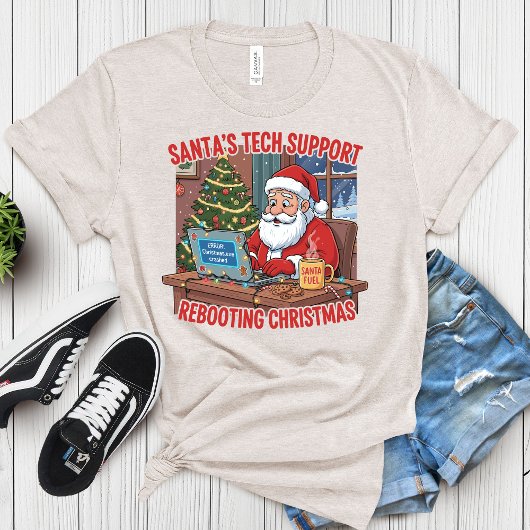 サンタのテクニカルサポート: クリスマスのユーモアを再起動 Tシャツ