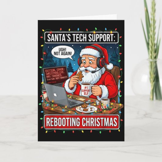 サンタのテクニカルサポート_ クリスマスを再起動する面白い _4  カード (正面)