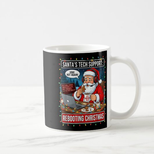 サンタのテクニカルサポート_ クリスマス再起動おもしろTシャツ コーヒーマグカップ (右)