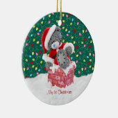 サンタのテディー・ベアの第1クリスマスのオーナメント セラミックオーナメント (右)