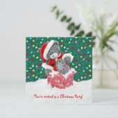 サンタのテディー・ベアを持つクリスマスのパーティの招待状 招待状 (スタンド正面)