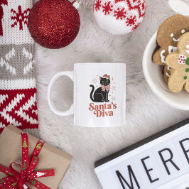 サンタのディーバ クリスマスの可愛い猫 コーヒーマグカップ
