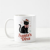 サンタのディーバ クリスマスの可愛い猫 コーヒーマグカップ (左)