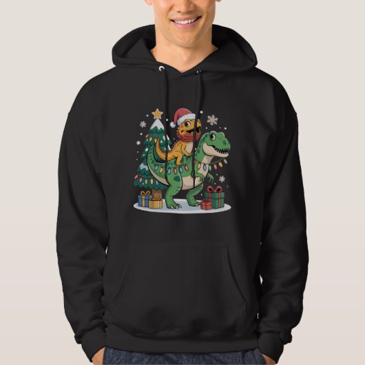 サンタのトカゲと恐竜のクリスマス乗馬 パーカ (正面)