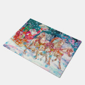 サンタのトナカイが引くそりを使ったクリスマスパーティ ドアマット (アングル)