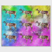 サンタのトナカイが絞り染めのクリスマスを包む ラッピングペーパー (フラット)