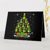 サンタのトナカイとエルフとワニのクリスマスツリー ライト カード (黄色い花)
