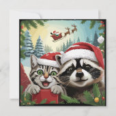 サンタのトナカイと一緒に撮った猫のセルフィー　変わったラッコのクリスマス シーズンカード (正面)