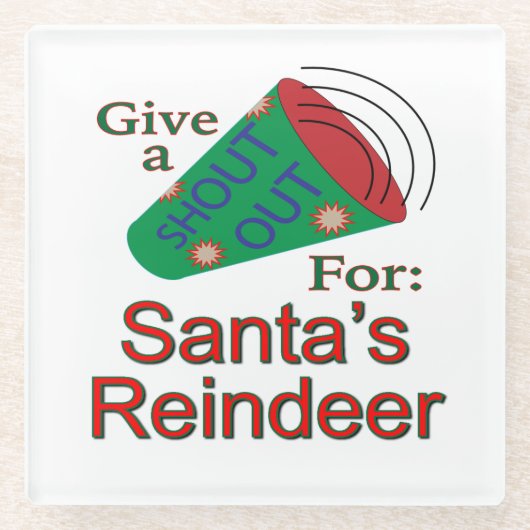 サンタのトナカイに大声で叫ぶ ガラスコースター (正面)