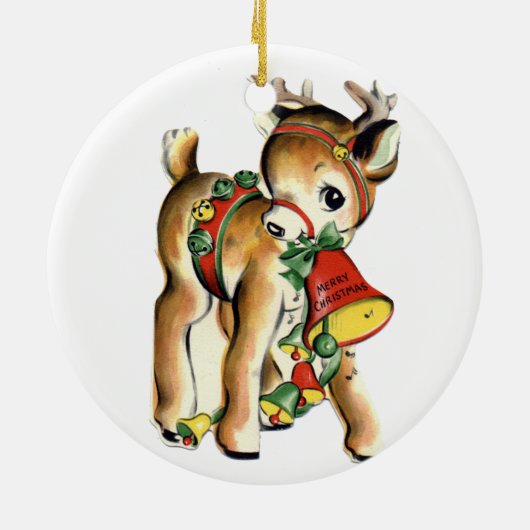 サンタのトナカイのヴィンテージのオーナメント セラミックオーナメント (裏面)