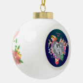 サンタのトナカイの写真ハートフレームのセラミック装飾 セラミックボールオーナメント (左)