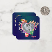 サンタのトナカイの写真ハート枠 ノートカード (正面/裏面インサイチュ)