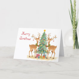 サンタのトナカイの助手と空想的なクリスマス カード