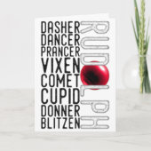 サンタのトナカイの名前、ルドルフ、キッズクリスマス カード (正面)