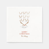 サンタのトナカイの名家族の名前クリスマス スタンダードカクテルナプキン (正面)