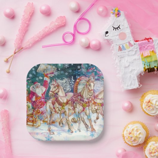 サンタのトナカイの雪のクリスマスイブパーティー ペーパープレート (パーティー)